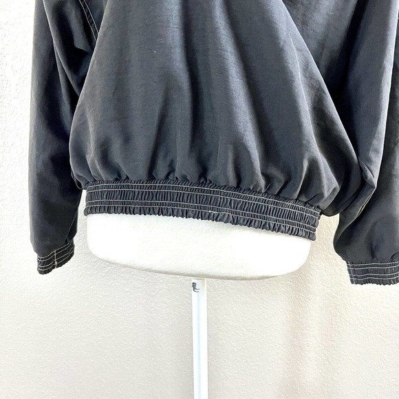 Janeve Windbreaker Jacket 80's 90's Black White Petite Large Retro Sport Vintage - Picture 7 of 16